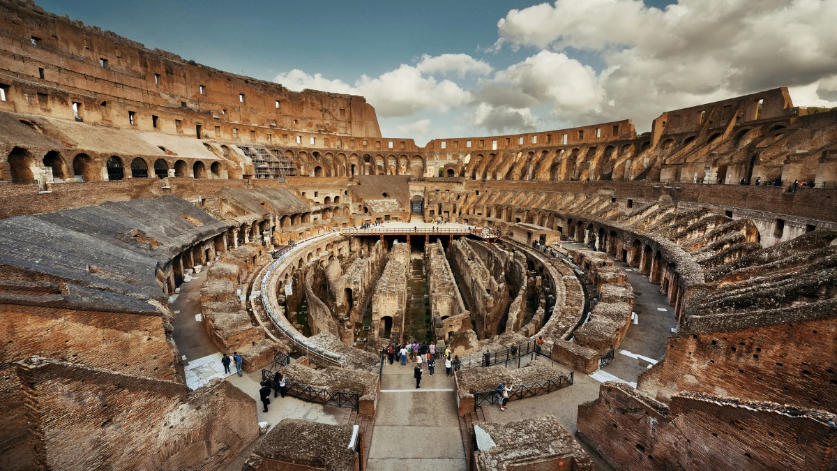 The interior view of colosseum in Rome
