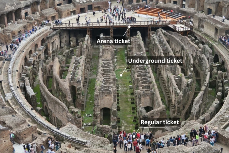 Which Colosseum areas can you visit